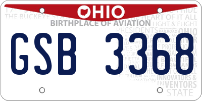 OH license plate GSB3368