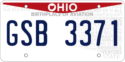 OH license plate GSB3371