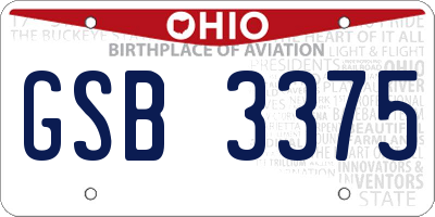 OH license plate GSB3375