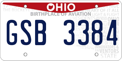 OH license plate GSB3384