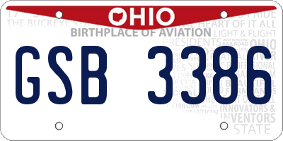 OH license plate GSB3386