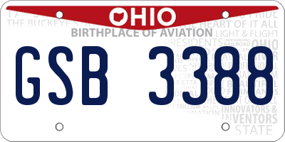 OH license plate GSB3388