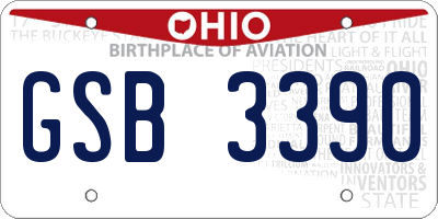 OH license plate GSB3390