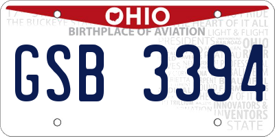 OH license plate GSB3394