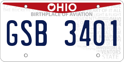 OH license plate GSB3401