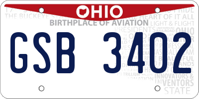 OH license plate GSB3402