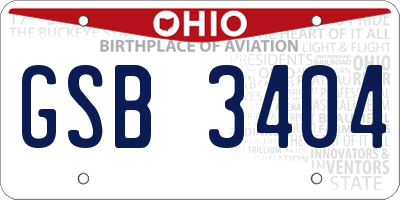 OH license plate GSB3404