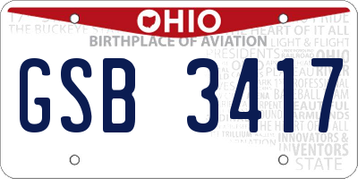 OH license plate GSB3417