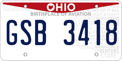 OH license plate GSB3418