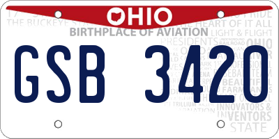 OH license plate GSB3420