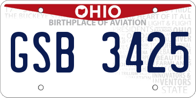 OH license plate GSB3425
