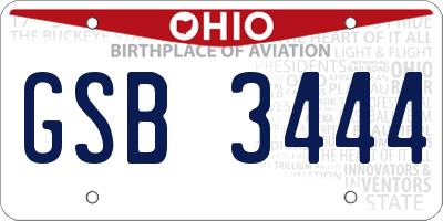 OH license plate GSB3444