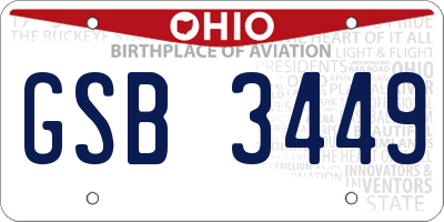 OH license plate GSB3449