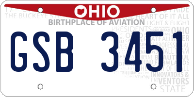 OH license plate GSB3451