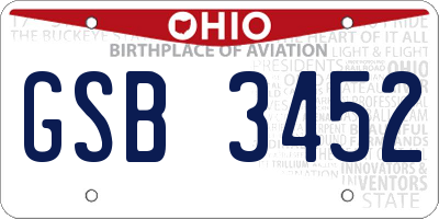 OH license plate GSB3452