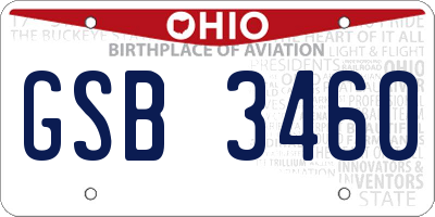 OH license plate GSB3460