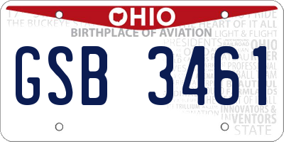 OH license plate GSB3461