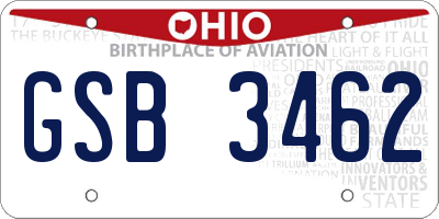 OH license plate GSB3462