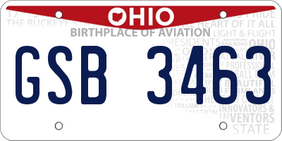 OH license plate GSB3463