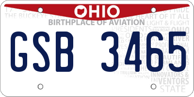 OH license plate GSB3465