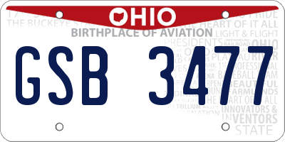 OH license plate GSB3477