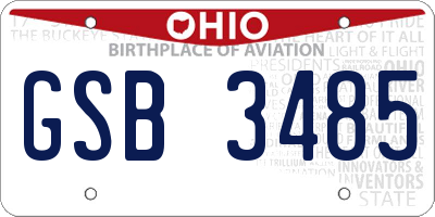 OH license plate GSB3485