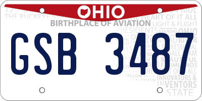 OH license plate GSB3487