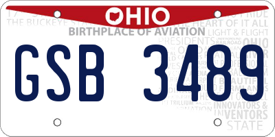 OH license plate GSB3489