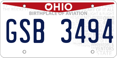 OH license plate GSB3494