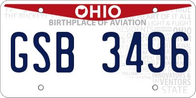 OH license plate GSB3496