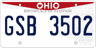 OH license plate GSB3502