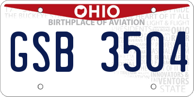 OH license plate GSB3504