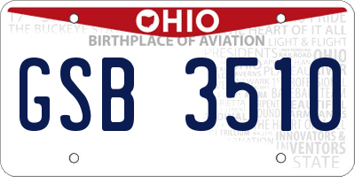 OH license plate GSB3510