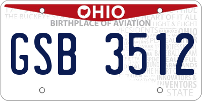 OH license plate GSB3512