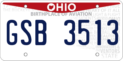 OH license plate GSB3513