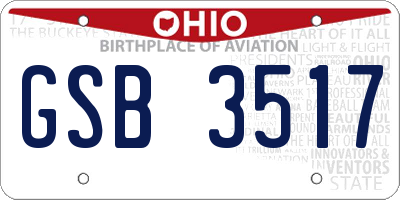 OH license plate GSB3517