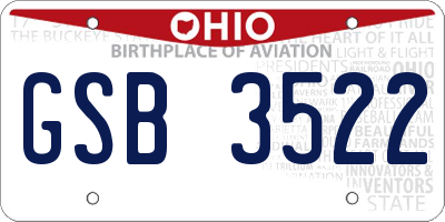 OH license plate GSB3522