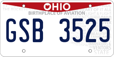OH license plate GSB3525
