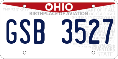 OH license plate GSB3527
