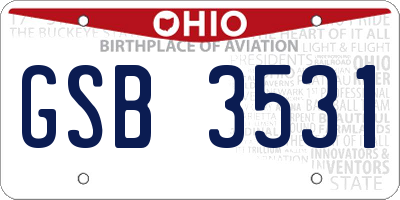 OH license plate GSB3531