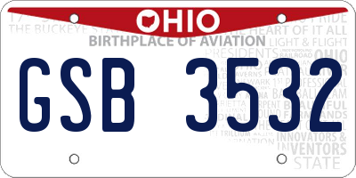 OH license plate GSB3532