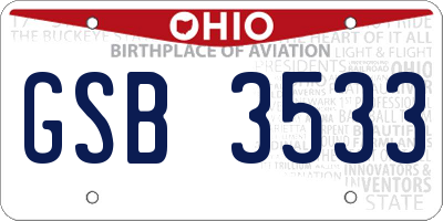 OH license plate GSB3533
