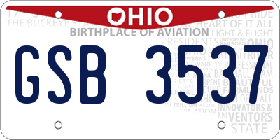 OH license plate GSB3537