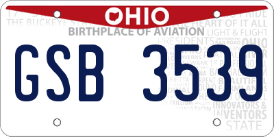 OH license plate GSB3539