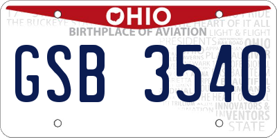 OH license plate GSB3540
