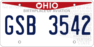 OH license plate GSB3542
