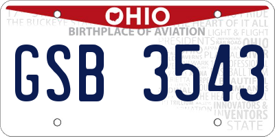 OH license plate GSB3543