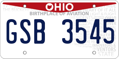 OH license plate GSB3545