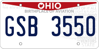 OH license plate GSB3550