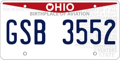 OH license plate GSB3552